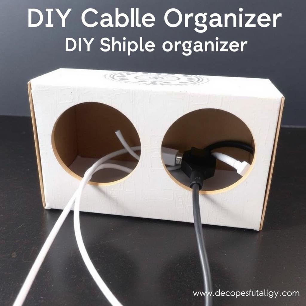 Caixa de sapato decorada e transformada em organizador de cabos DIY