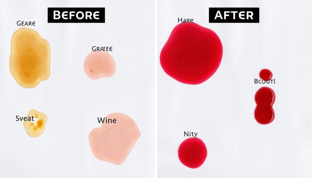 Comparação visual de antes e depois da aplicação dos métodos de remoção de manchas