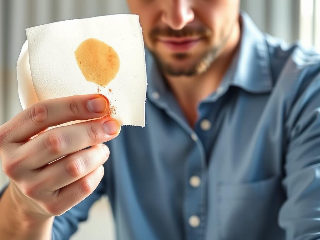 Pessoa analisando uma mancha em tecido antes de escolher o método de remoção
