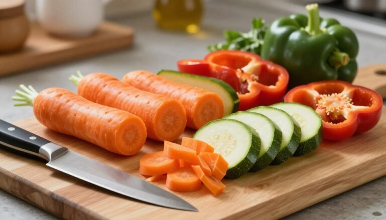 como cortar legumes de forma uniforme