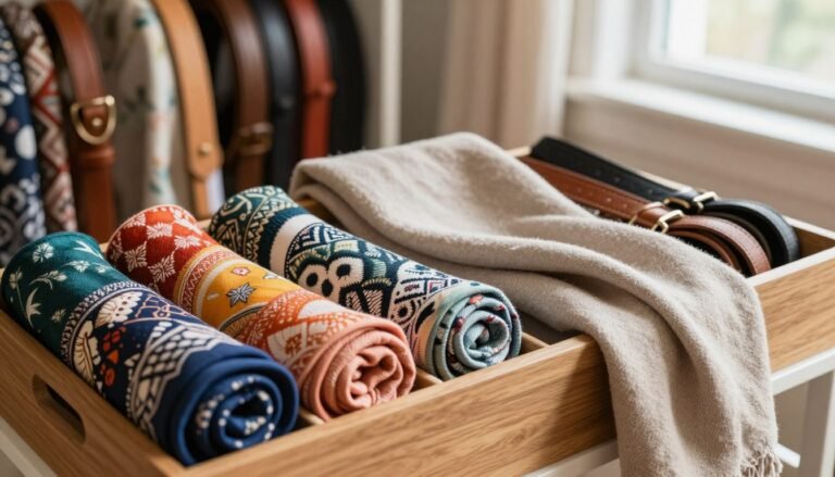 como organizar cintos e lenços