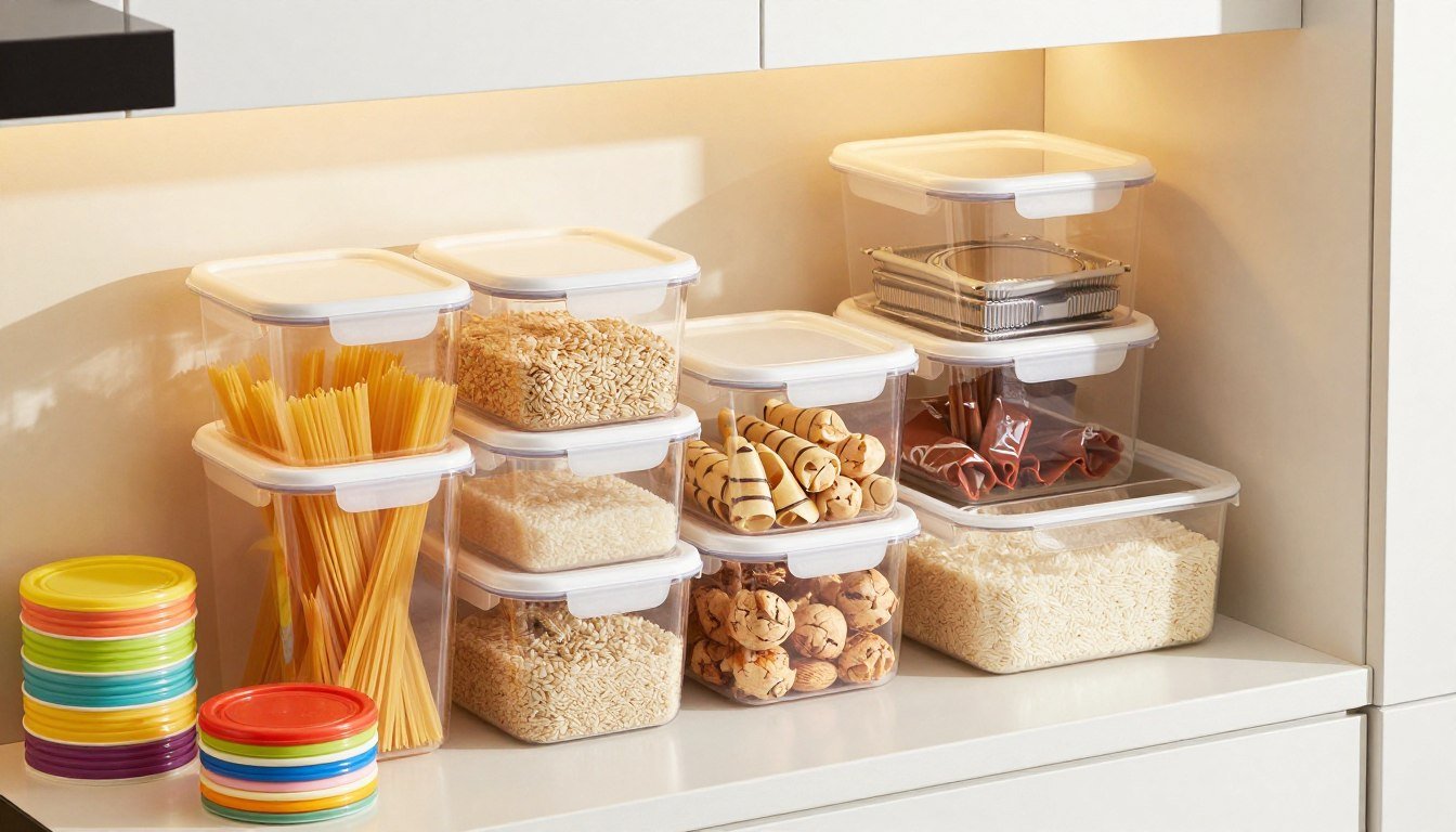 como organizar potes de plástico