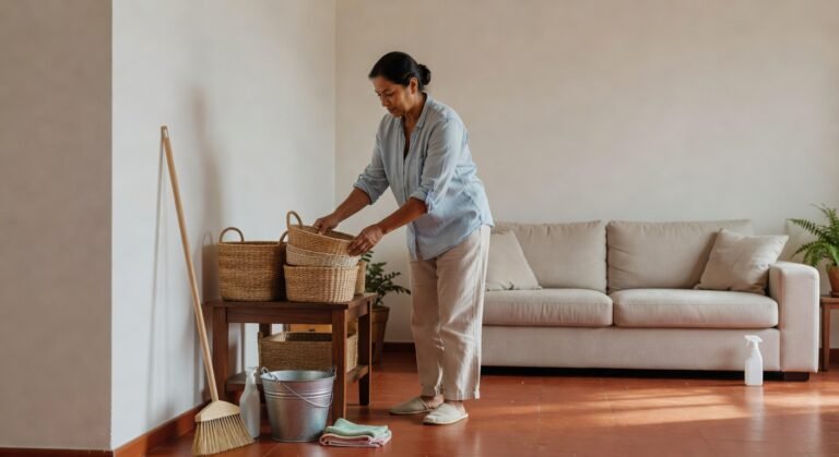 cronograma de limpeza semanal com casa organizada e rotina simples